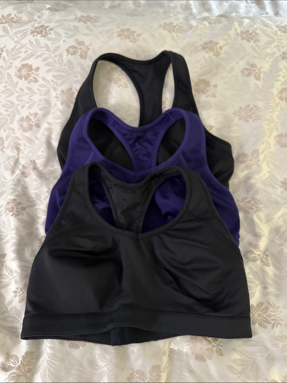 Women’s Racerback Sports Bras - Black & Purple